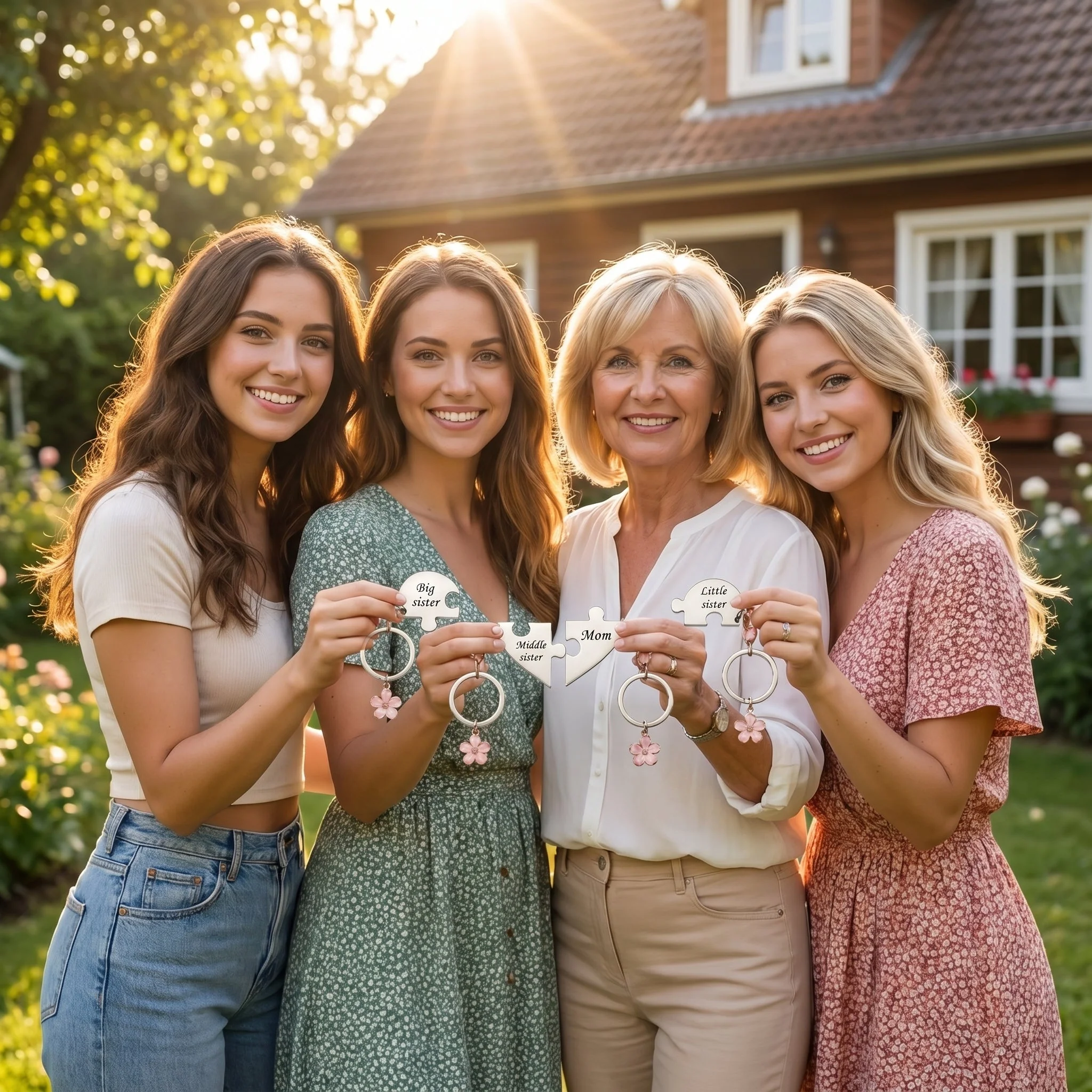 š„Limited Time OfferšMom & Sisters Heart Puzzle Keychain Set, Matching Family Gift for Mom & Daughters (2 Styles) - Image 2