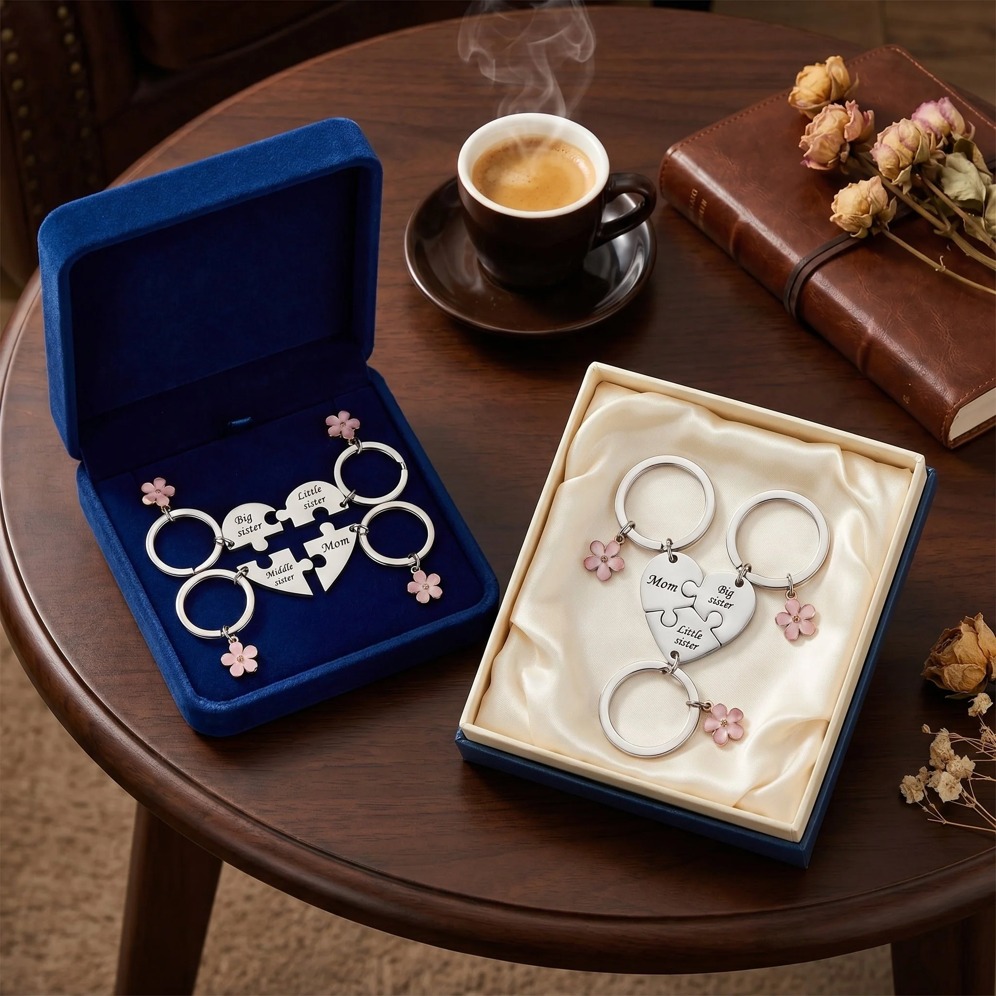 š„Limited Time OfferšMom & Sisters Heart Puzzle Keychain Set, Matching Family Gift for Mom & Daughters (2 Styles) - Image 3