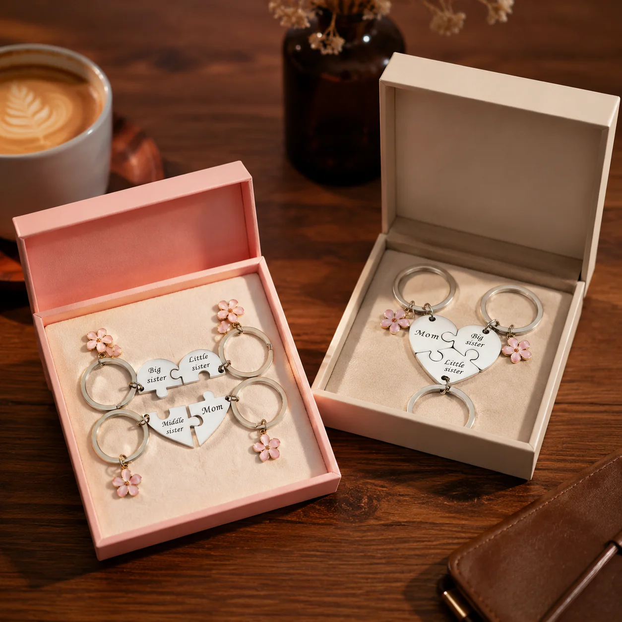 š„Limited Time OfferšMom & Sisters Heart Puzzle Keychain Set, Matching Family Gift for Mom & Daughters (2 Styles) - Image 4