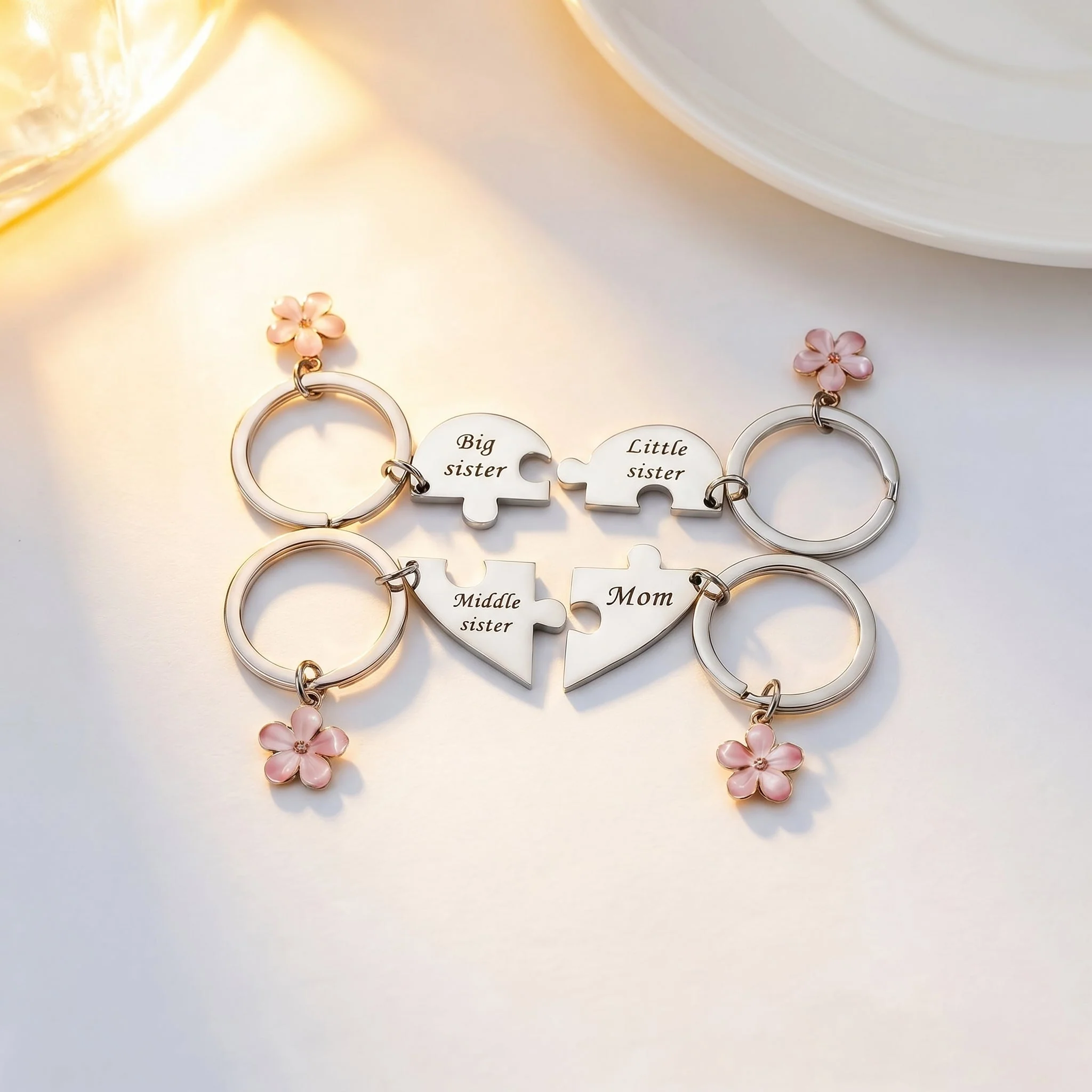 š„Limited Time OfferšMom & Sisters Heart Puzzle Keychain Set, Matching Family Gift for Mom & Daughters (2 Styles) - Image 5