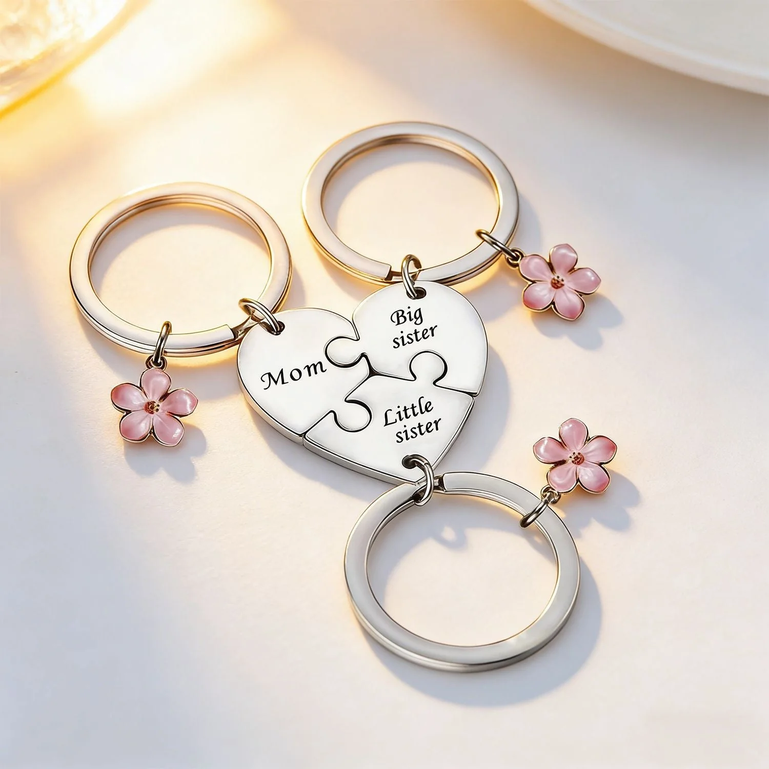 š„Limited Time OfferšMom & Sisters Heart Puzzle Keychain Set, Matching Family Gift for Mom & Daughters (2 Styles) - Image 6