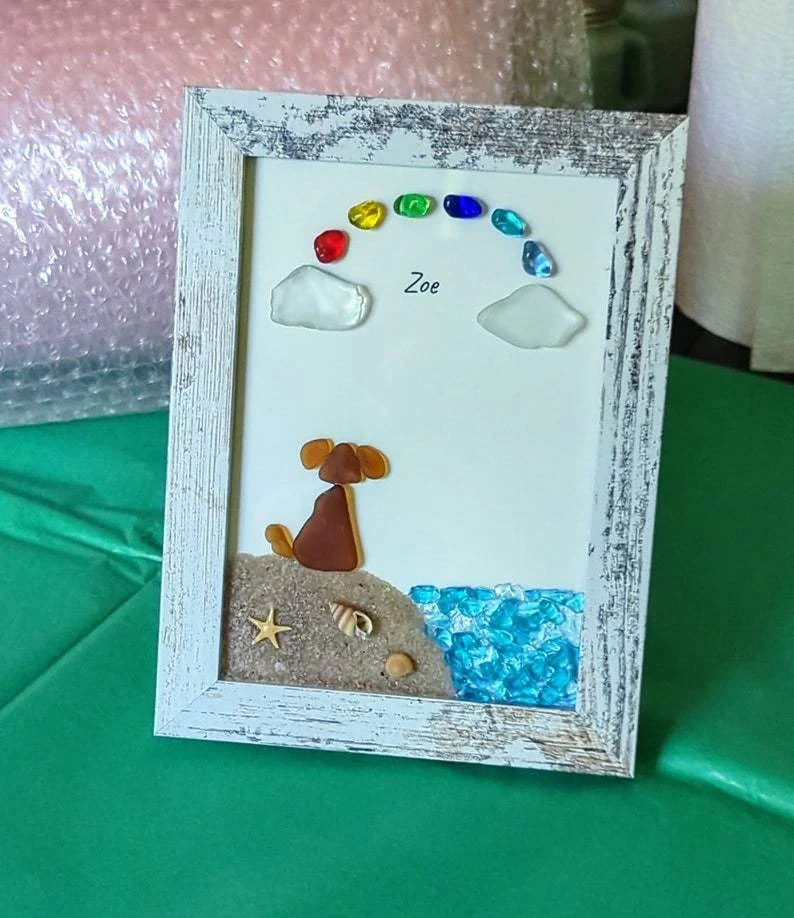 ❤️Personalized Sea Glass Dog at The Rainbow Bridge,Memorial or thoughtful gift for lost pets - Image 2