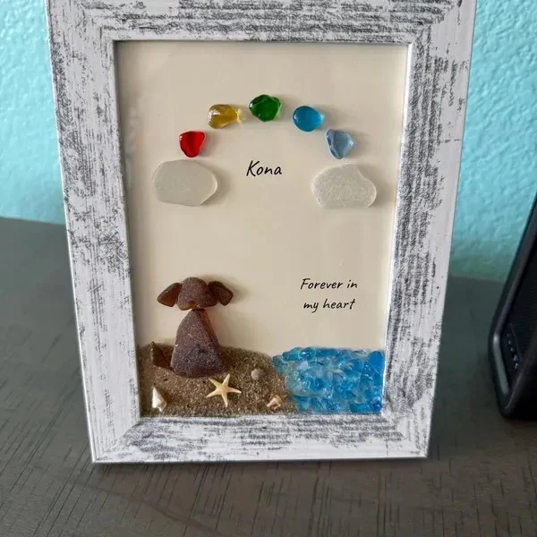❤️Personalized Sea Glass Dog at The Rainbow Bridge,Memorial or thoughtful gift for lost pets - Image 3