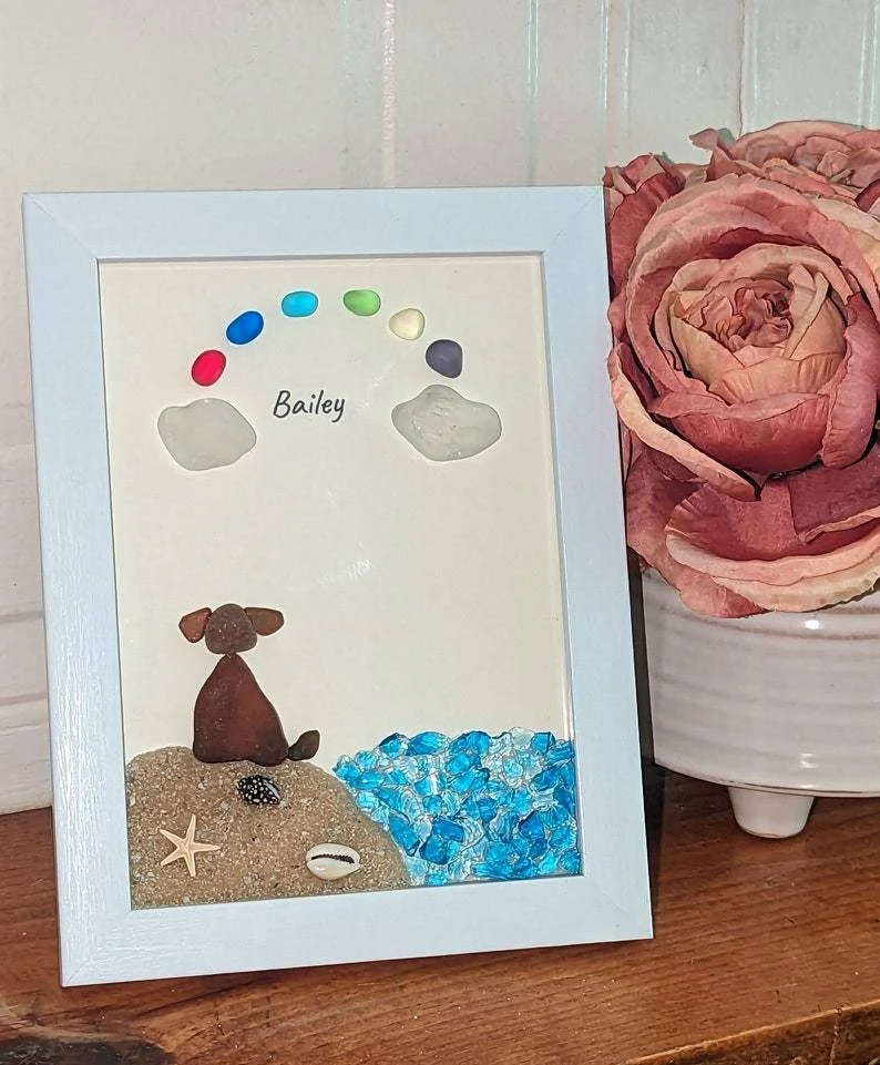 ❤️Personalized Sea Glass Dog at The Rainbow Bridge,Memorial or thoughtful gift for lost pets - Image 7