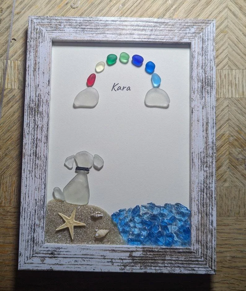 ❤️Personalized Sea Glass Dog at The Rainbow Bridge,Memorial or thoughtful gift for lost pets - Image 8