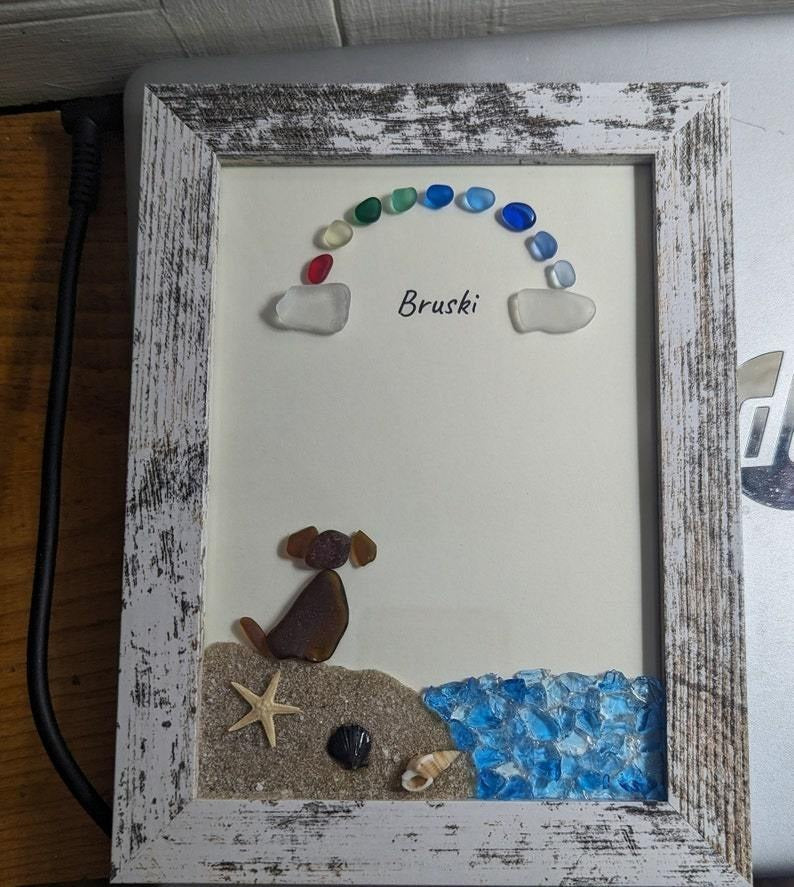 ❤️Personalized Sea Glass Dog at The Rainbow Bridge,Memorial or thoughtful gift for lost pets - Image 9