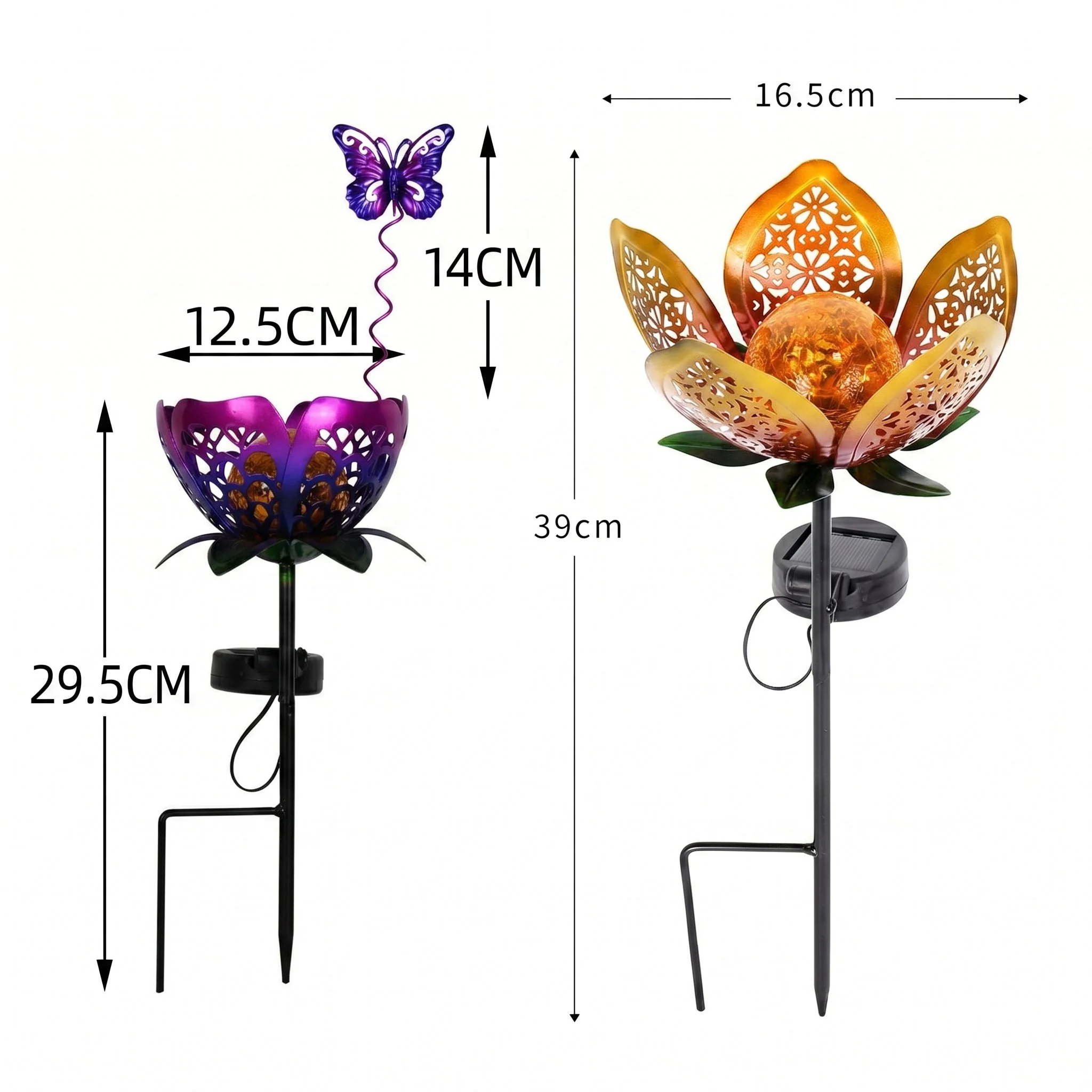 🔥Summer Hot Sale💡Solar Flower Garden Decor Stake Lights, Metal Flower & Butterfly Yard Ornaments (2 Styles) - Image 6