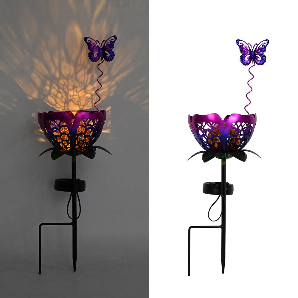 🔥Summer Hot Sale💡Solar Flower Garden Decor Stake Lights, Metal Flower & Butterfly Yard Ornaments (2 Styles) - Image 7