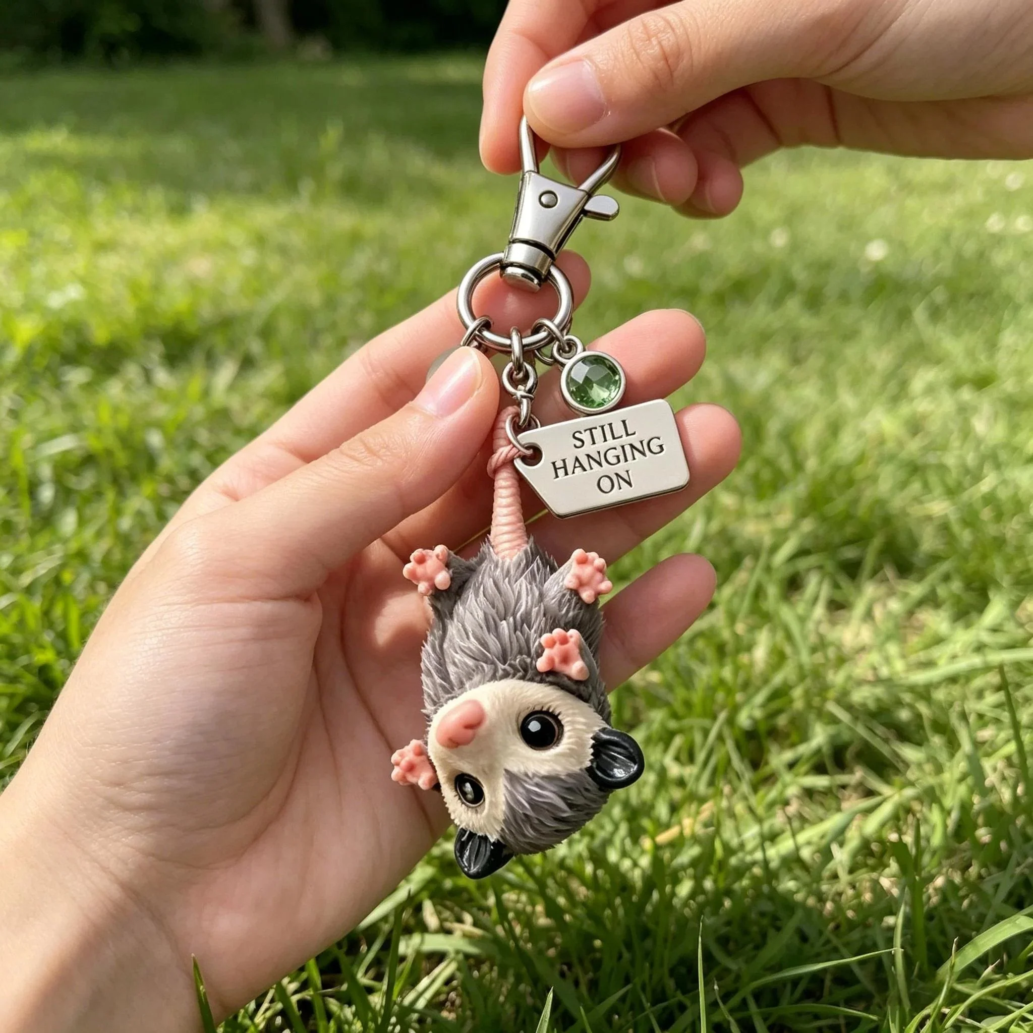 🐁A Little Opossum for You - "Still Hanging On" Keychain & Sentiment Card Set - Image 2
