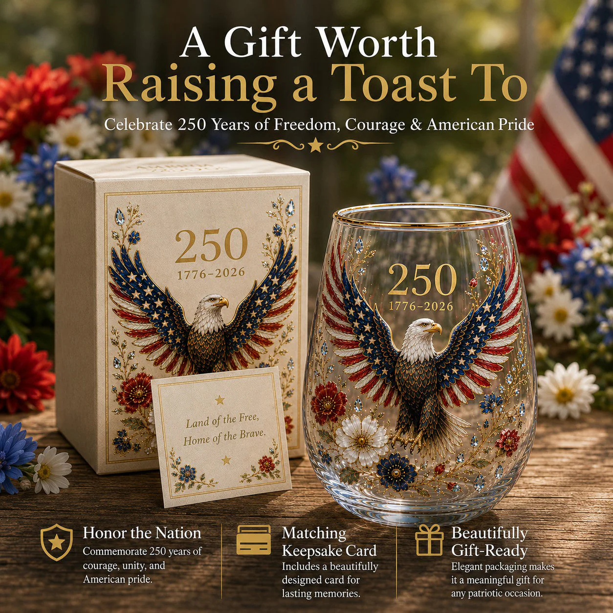 🦅America 250 Eagle Glass Tumbler - Image 11