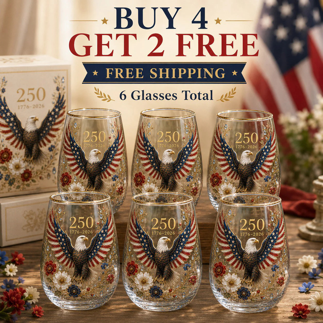 🦅America 250 Eagle Glass Tumbler - Image 4