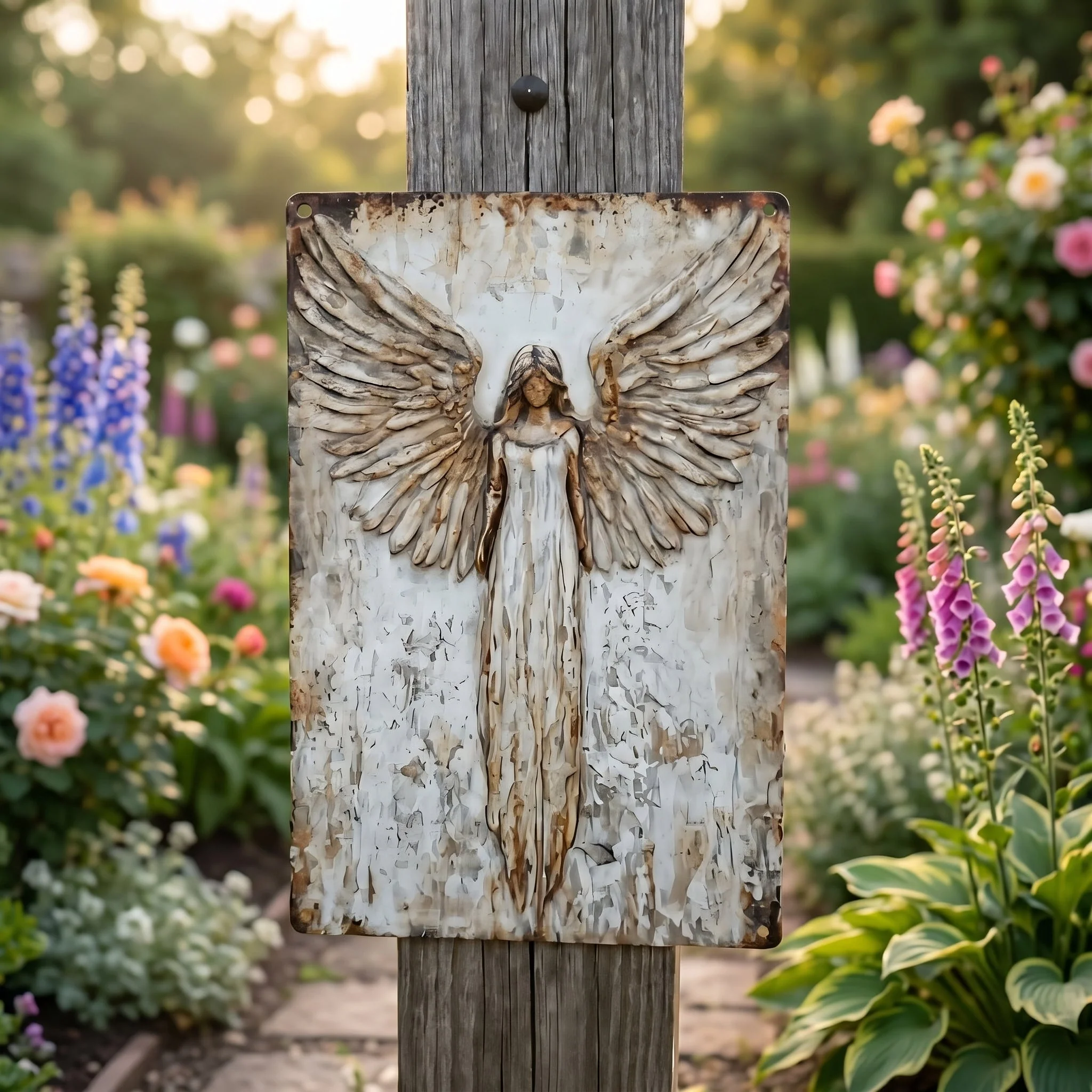 🕊️ Rustic Guardian Angel Metal Wall Art - Image 3
