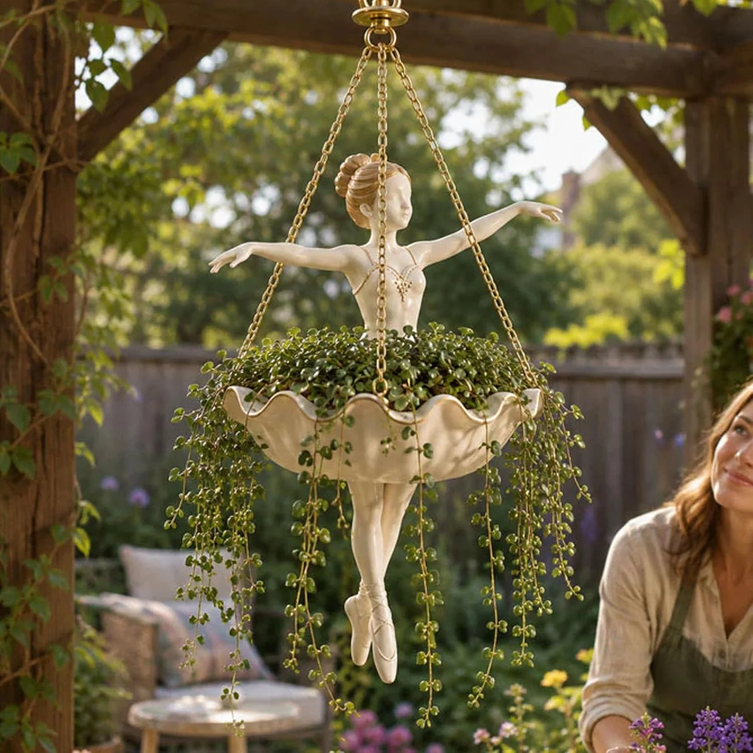 🌿Ballet Dancer Hanging Planter – Graceful Artistry, Living Greenery 🩰🌿 - Image 4
