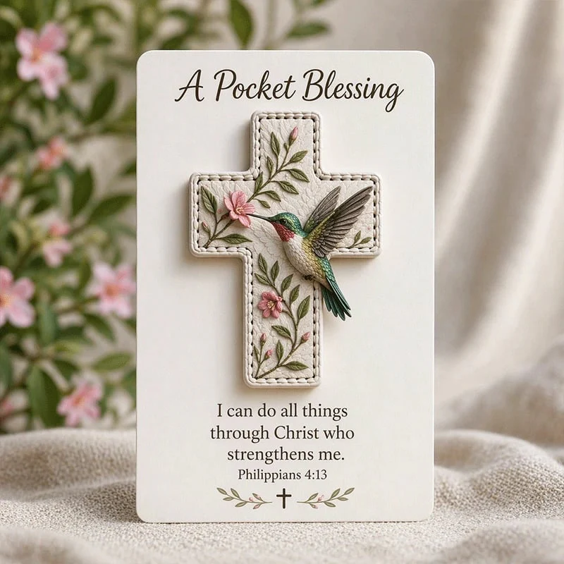 🕊️ Handmade 3D Bird Pocket Cross -🙏 Genuine Leather Portable Blessing, Includes Scripture Card 💕 - Image 4