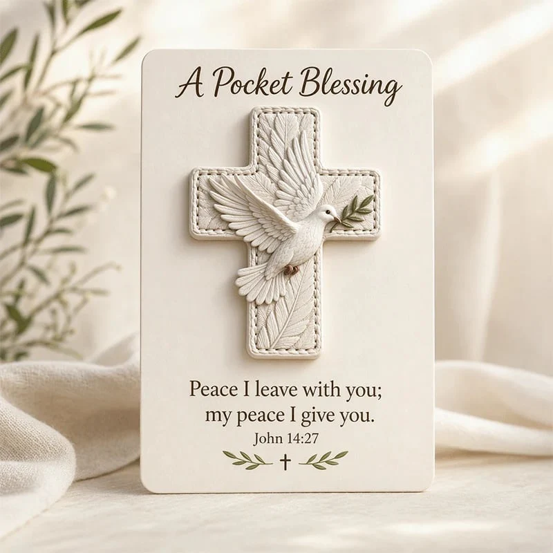 🕊️🕊️ Handmade 3D Bird Pocket Cross -🙏 Genuine Leather Portable Blessing, Includes Scripture Card 💕 - Image 3