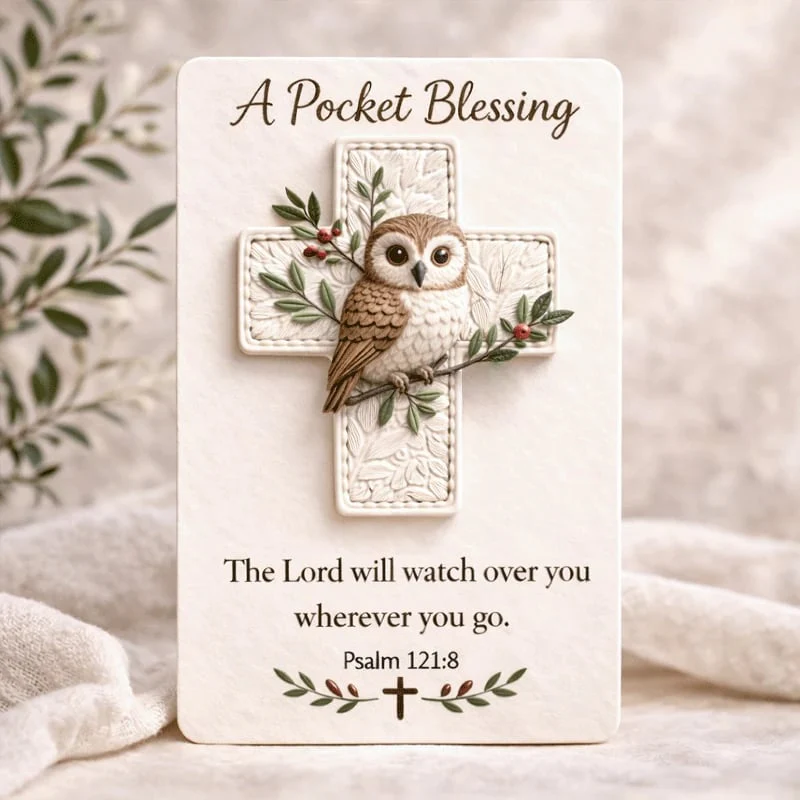 🕊️🕊️ Handmade 3D Bird Pocket Cross -🙏 Genuine Leather Portable Blessing, Includes Scripture Card 💕 - Image 5