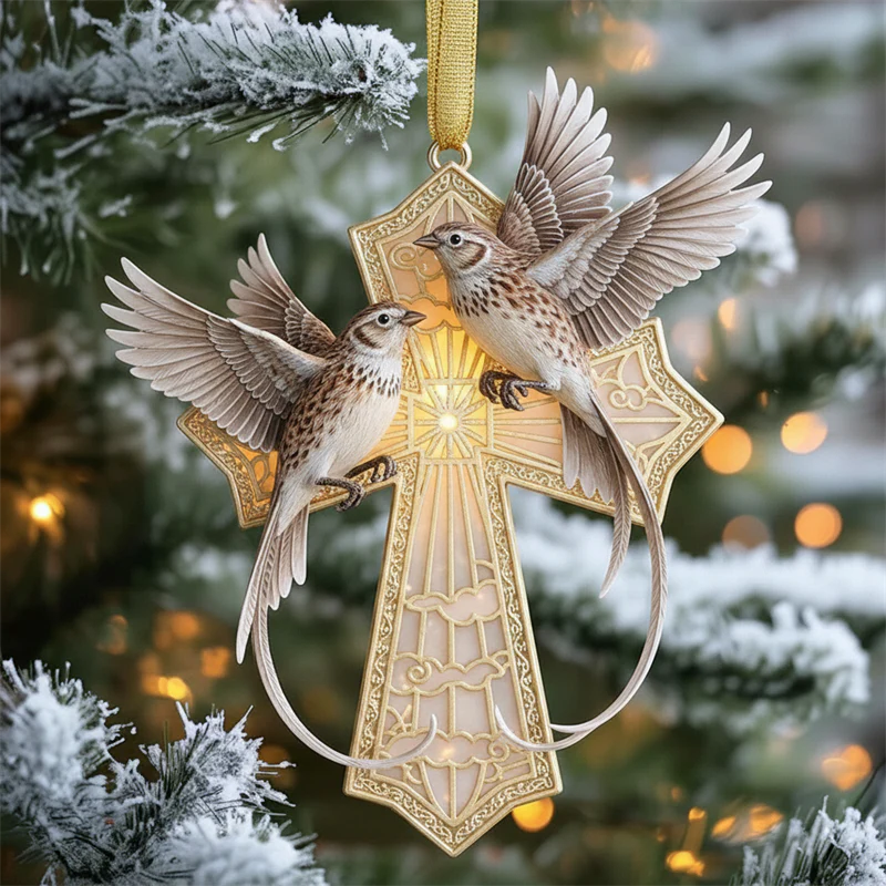 Birdsong and the Light of Faith: Exquisite Cross Ornament Collection - Image 5