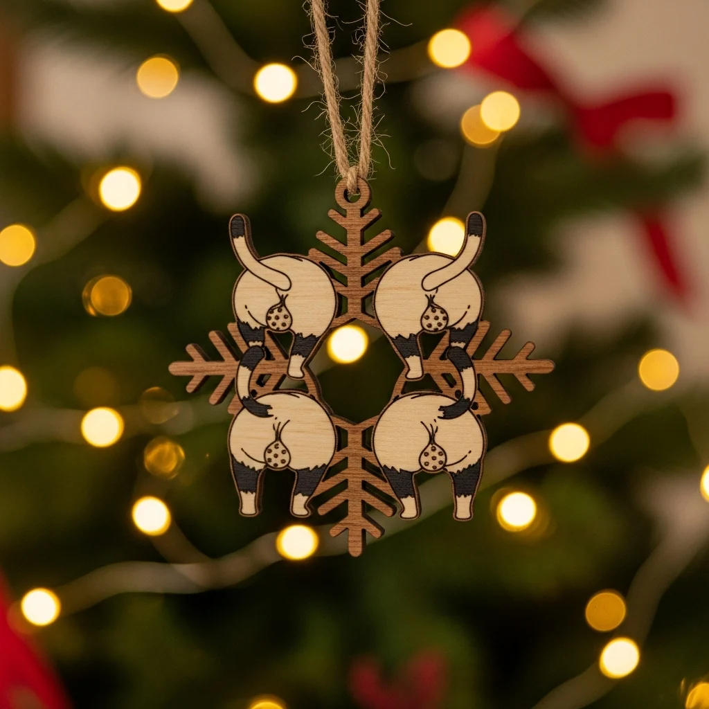 🎄Christmas Gift--Cat Butt Snowflake Christmas Ornament - Image 6
