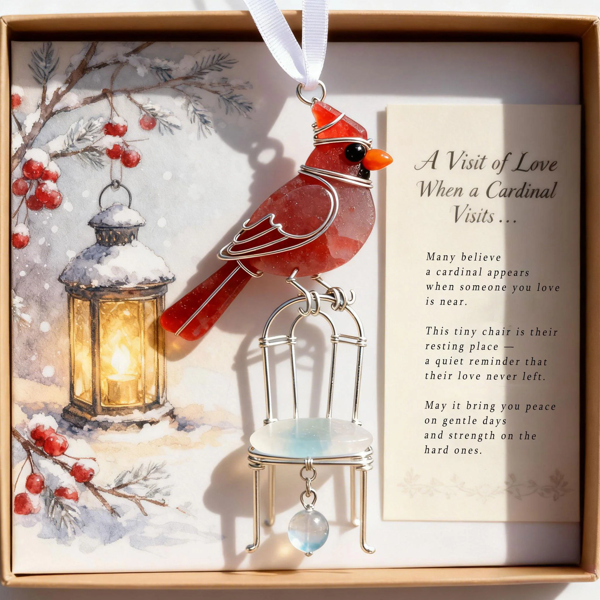 🔥 Black Friday--Cardinal Memorial Sea Glass Ornament - Image 2