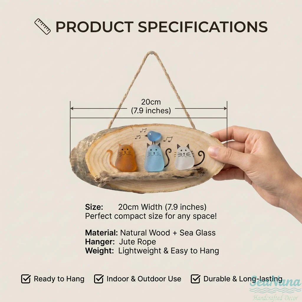 😻 Super Cute Sea Glass Cat Wall Hanging 💕✨🐾 - Image 10