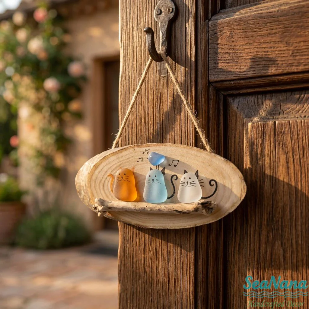 😻😻 Super Cute Sea Glass Cat Wall Hanging 💕✨🐾 - Image 2
