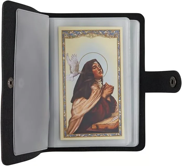 ✝️ Catholic Genuine Leather Holy Card Holder – Pocket Prayer Card Organizer with Snap Closure - Image 12