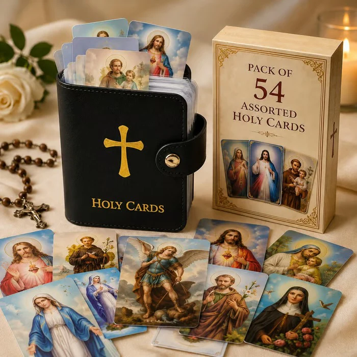 ✝️ Catholic Genuine Leather Holy Card Holder – Pocket Prayer Card Organizer with Snap Closure - Image 2