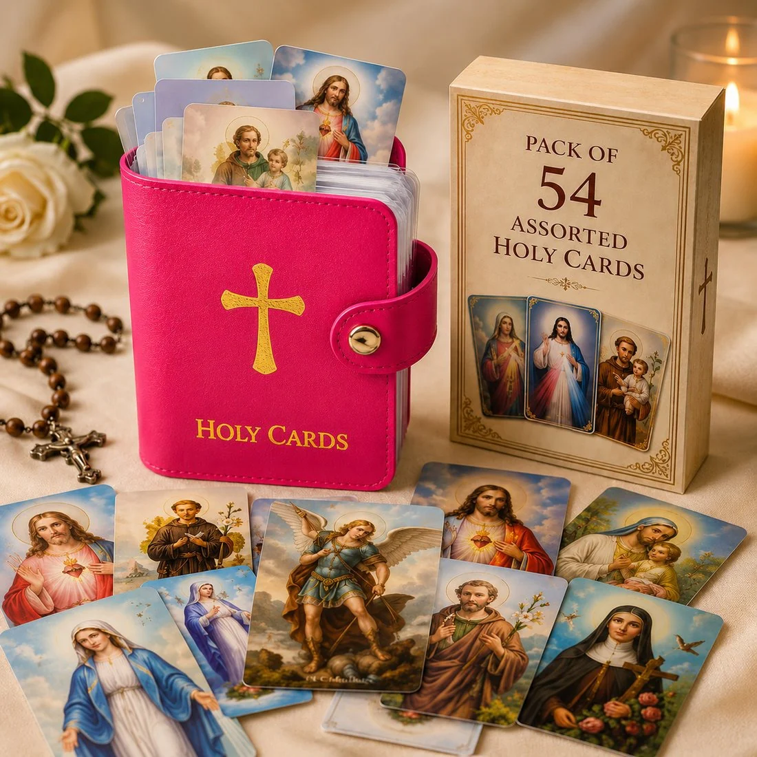 ✝️ Catholic Genuine Leather Holy Card Holder – Pocket Prayer Card Organizer with Snap Closure - Image 4