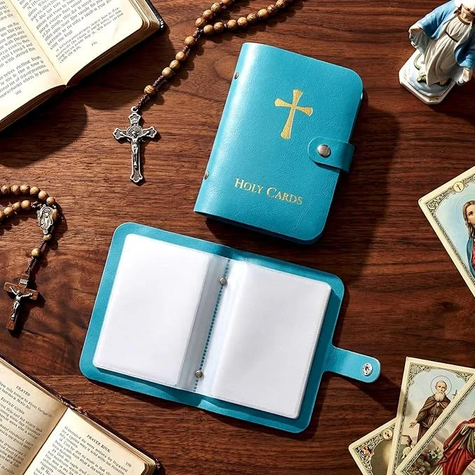 ✝️ Catholic Genuine Leather Holy Card Holder – Pocket Prayer Card Organizer with Snap Closure - Image 6