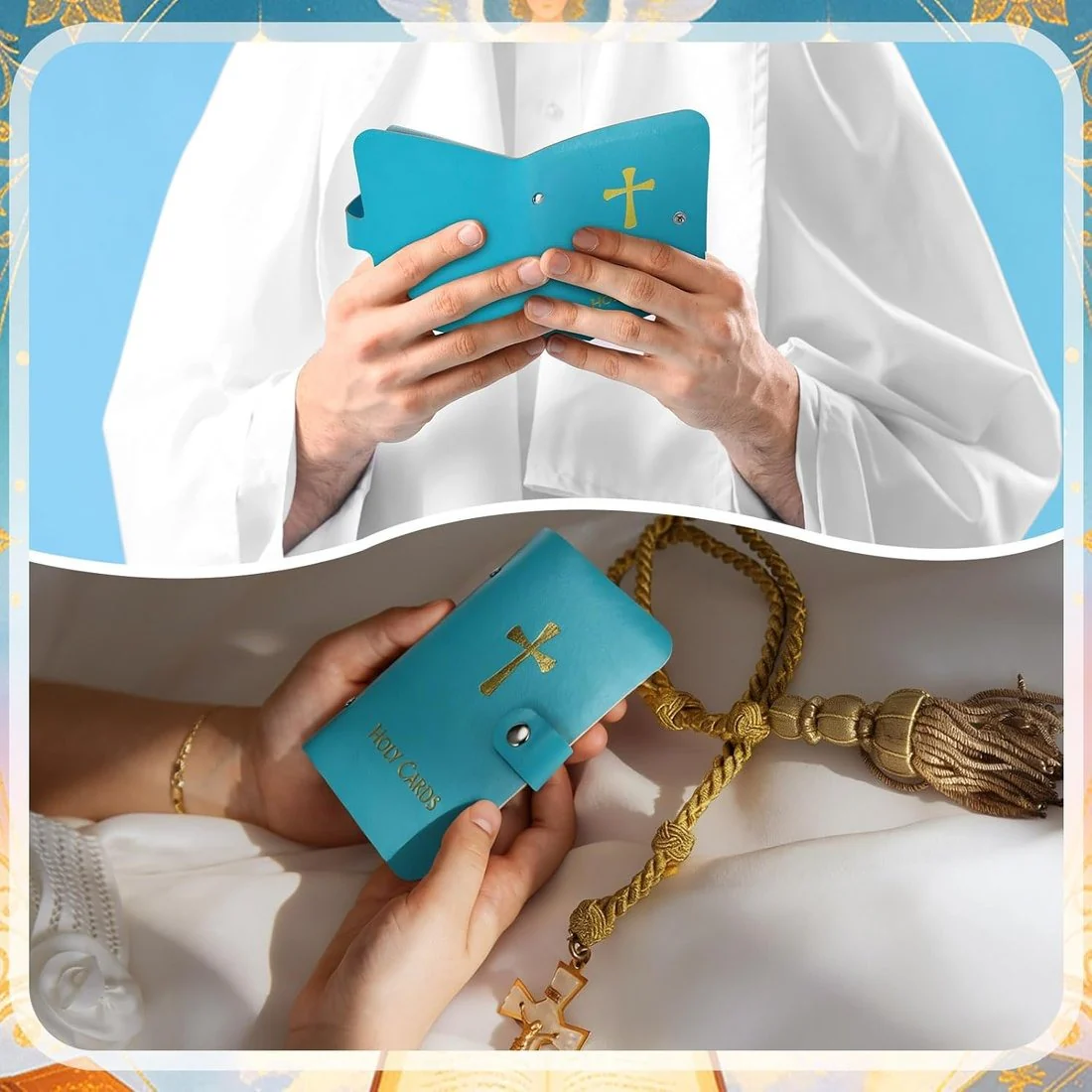 ✝️ Catholic Genuine Leather Holy Card Holder – Pocket Prayer Card Organizer with Snap Closure - Image 7