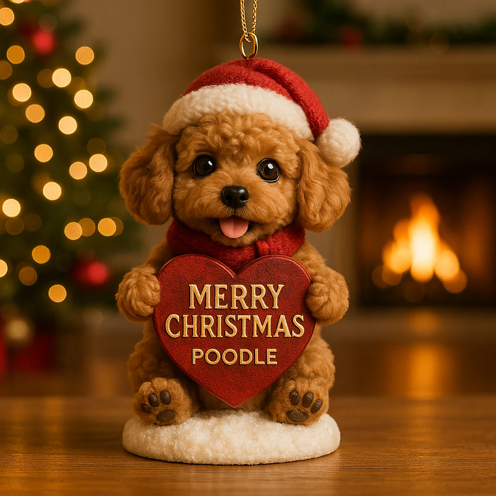 Christmas Poodle Ornament - Image 2