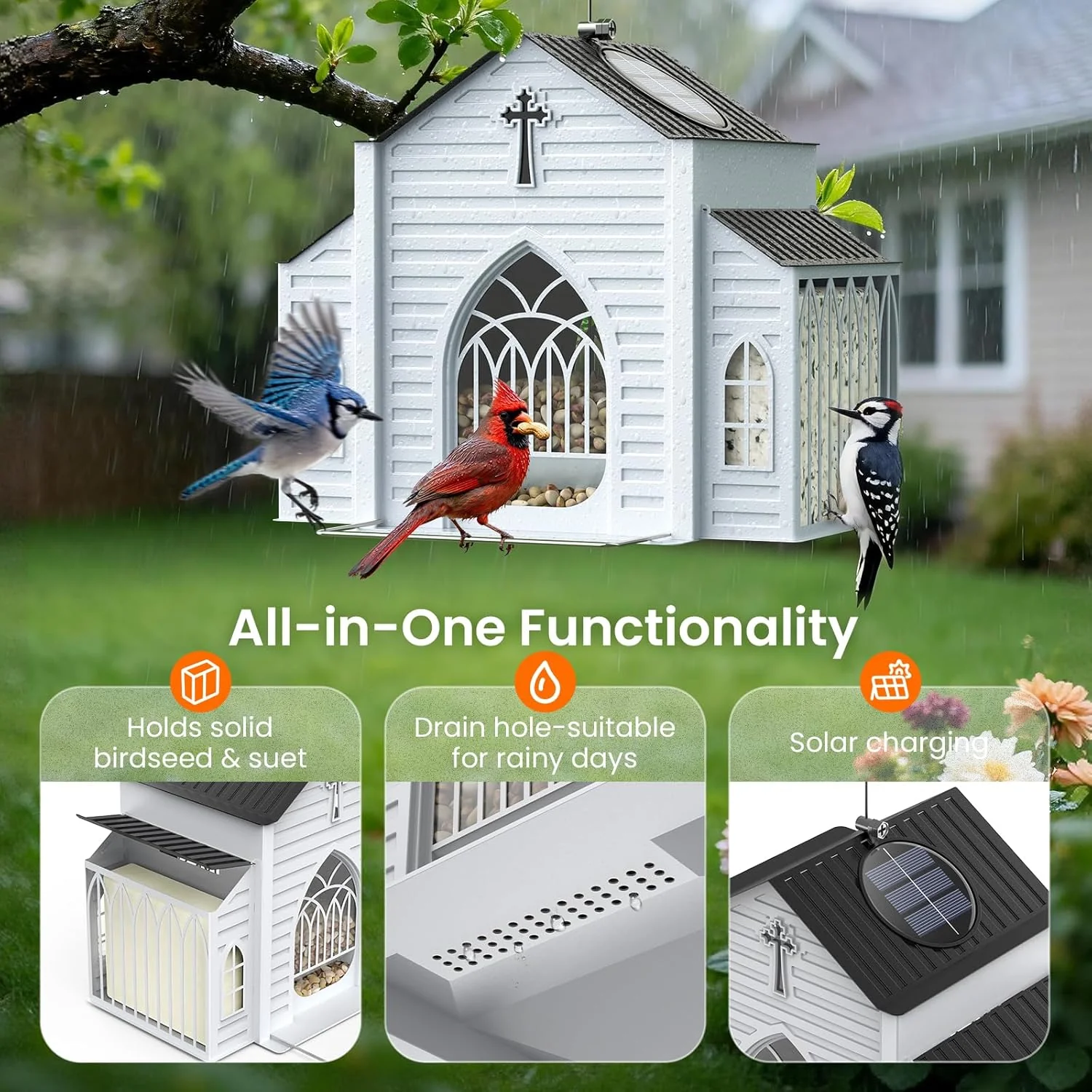 ✝️✝️Last Day 50% OFF-🔥Church-Shaped Metal Solar Bird Feeder🎁Buy 2 Free Shipping - Image 3