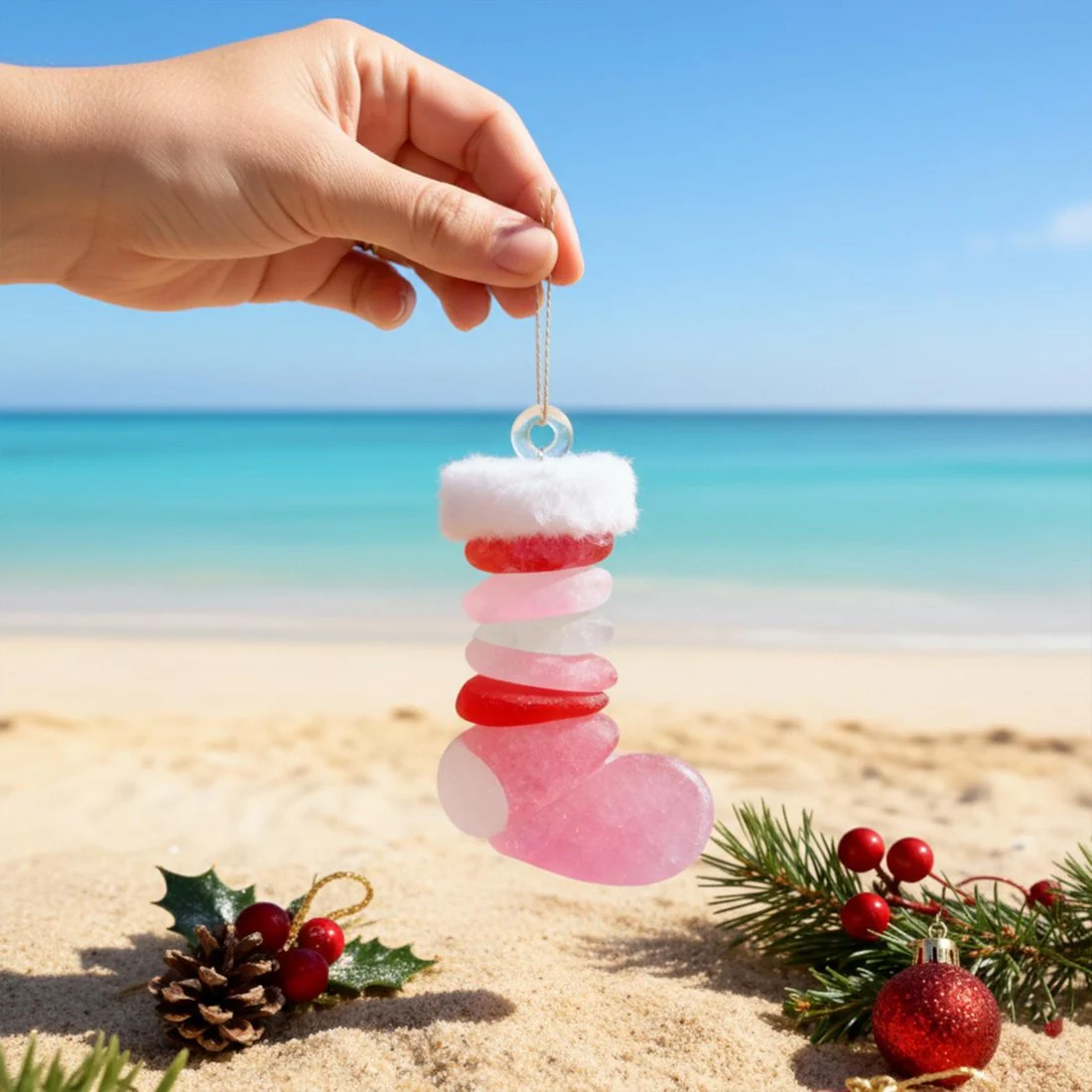🌊Handmade Sea Glass Christmas Ornament - Image 2