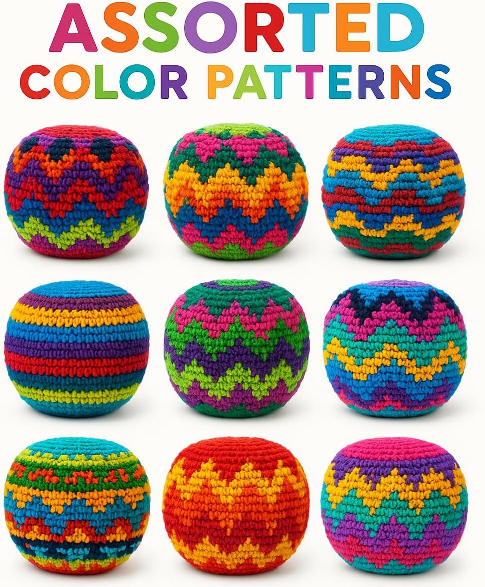 🔥Limited-Time Offer✨Colorful Handwoven Hacky Sack Balls, Durable Crochet Kick Toys for Kids & Adults - Image 6