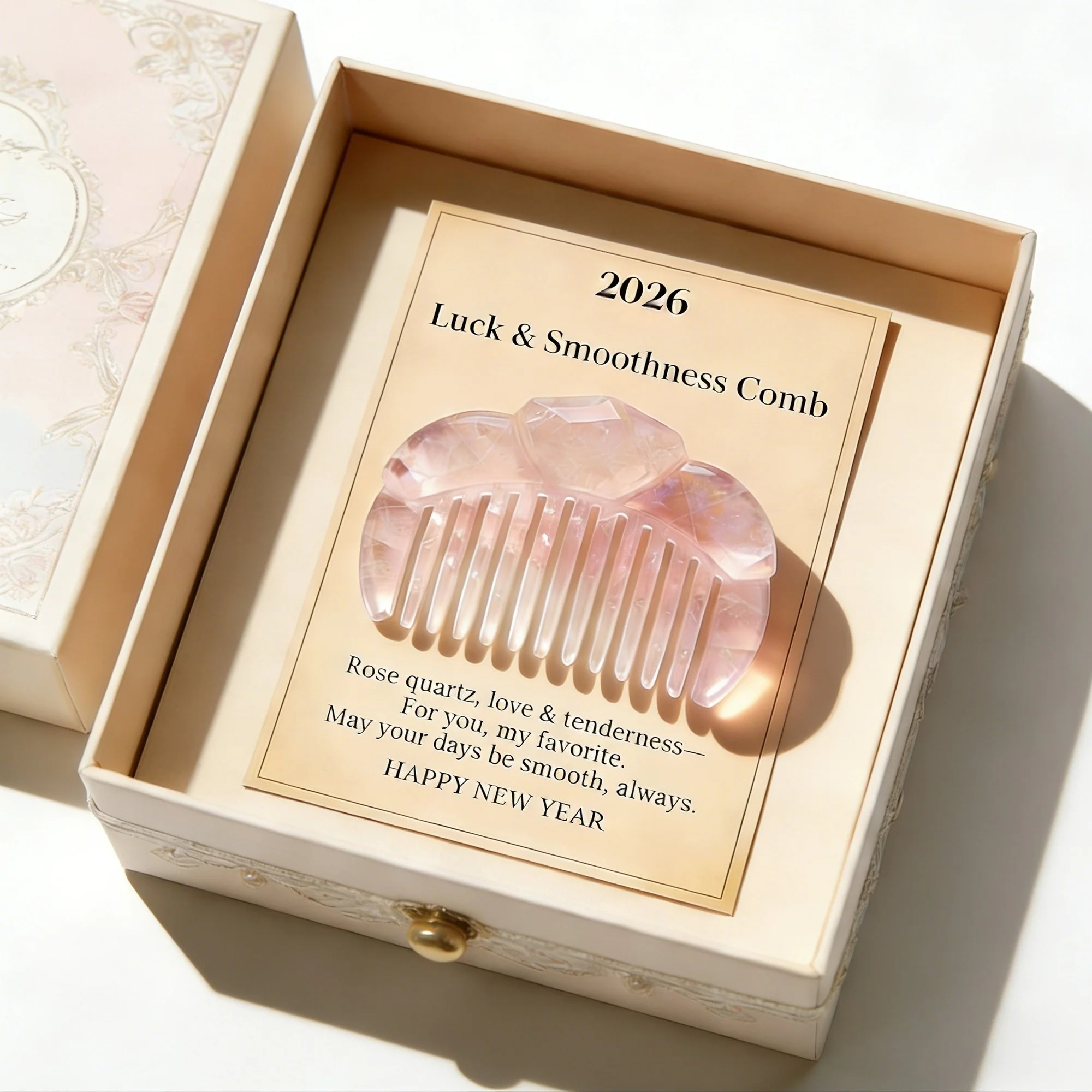 💎🩷Rose Quartz Comb for Luck & Smoothness: Your Daily Talisman of Love and Flow(2026) - Image 5