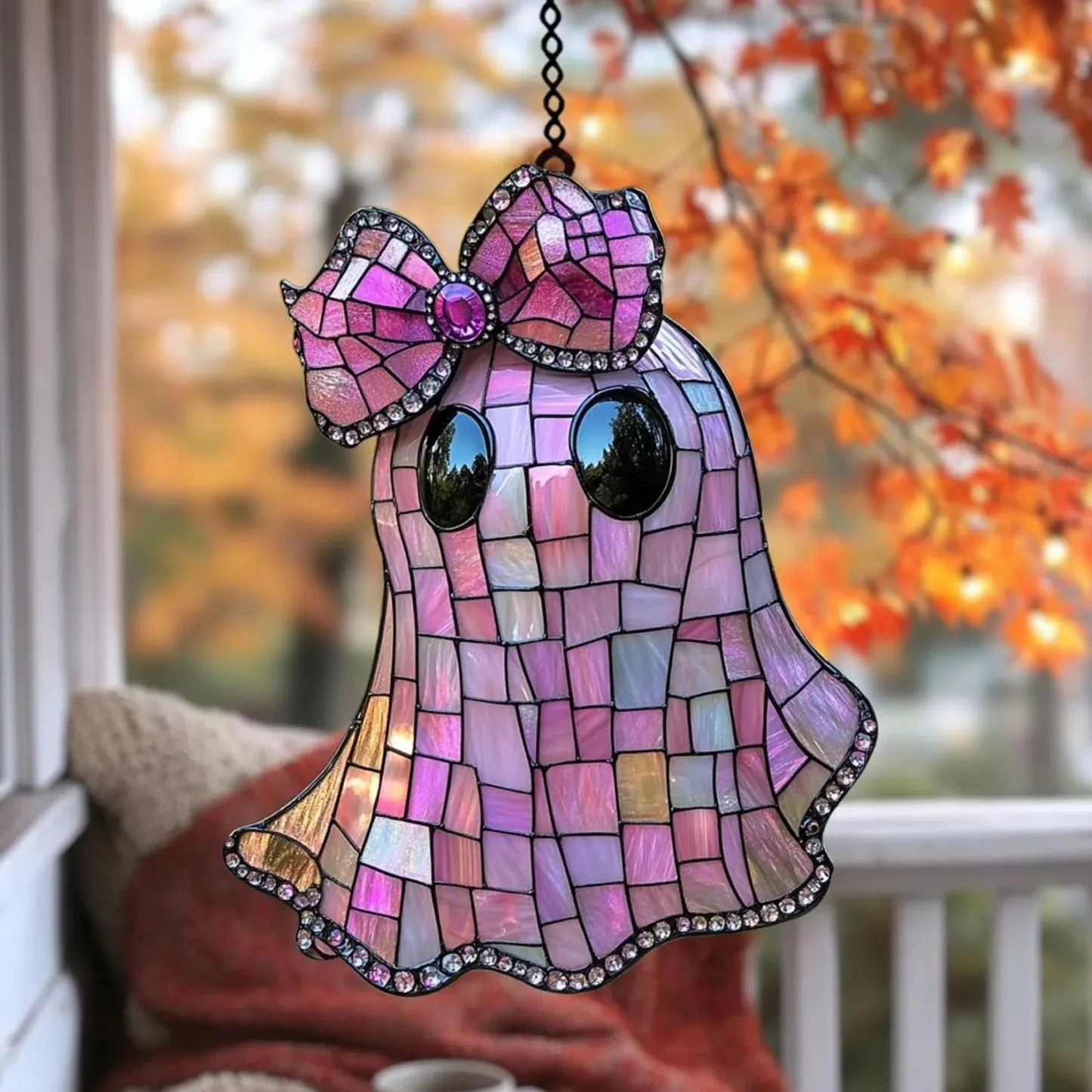 Coquette Pink Ghost Acrylic Suncatcher - Image 3