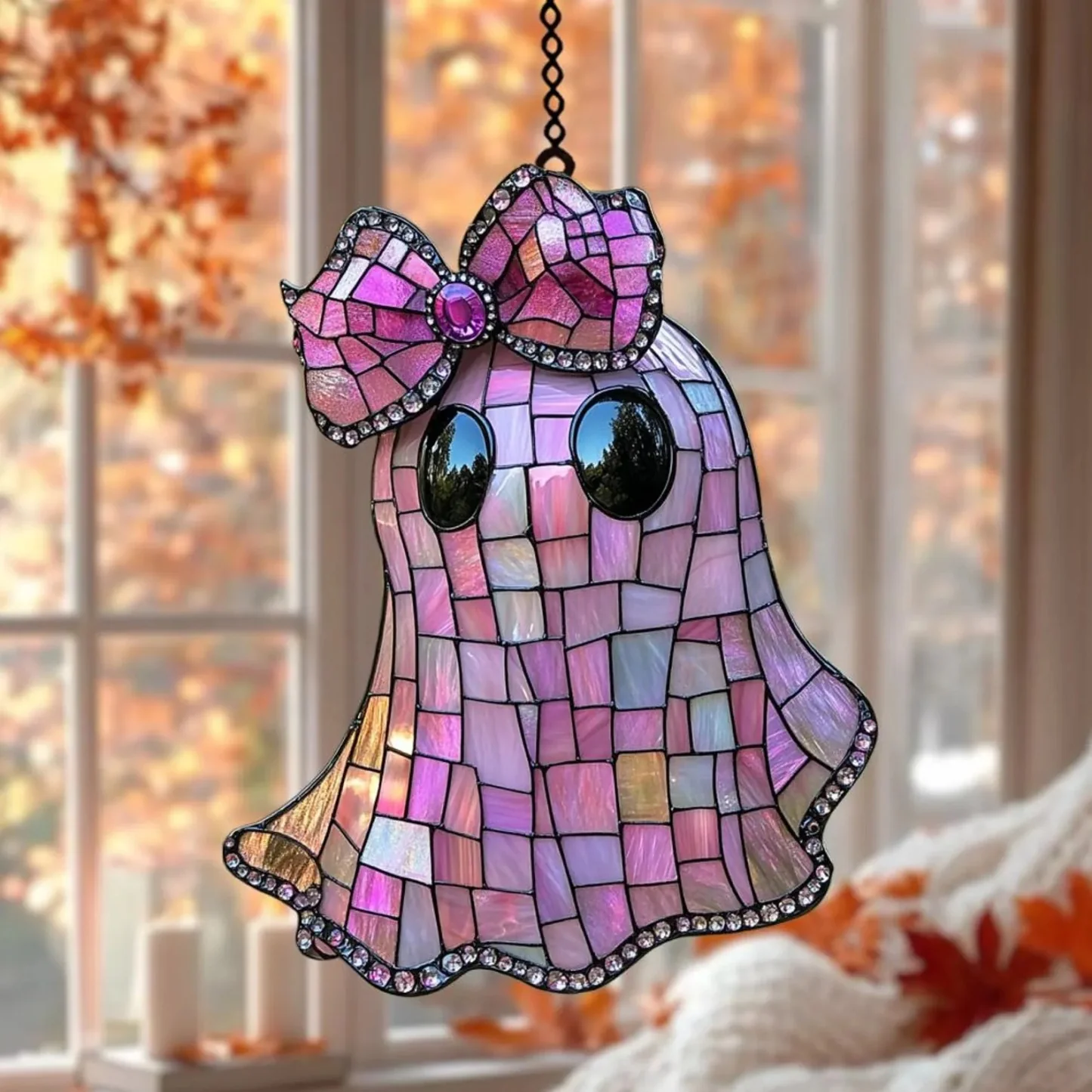 Coquette Pink Ghost Acrylic Suncatcher - Image 4