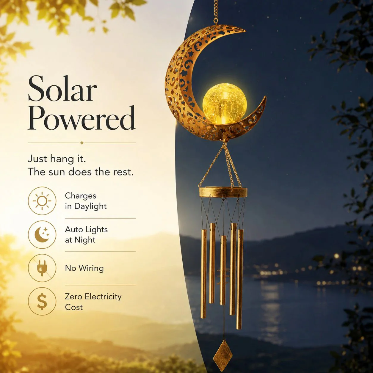 🌙🌙✨ Moon Courtyard Solar Wind Chime - Image 10