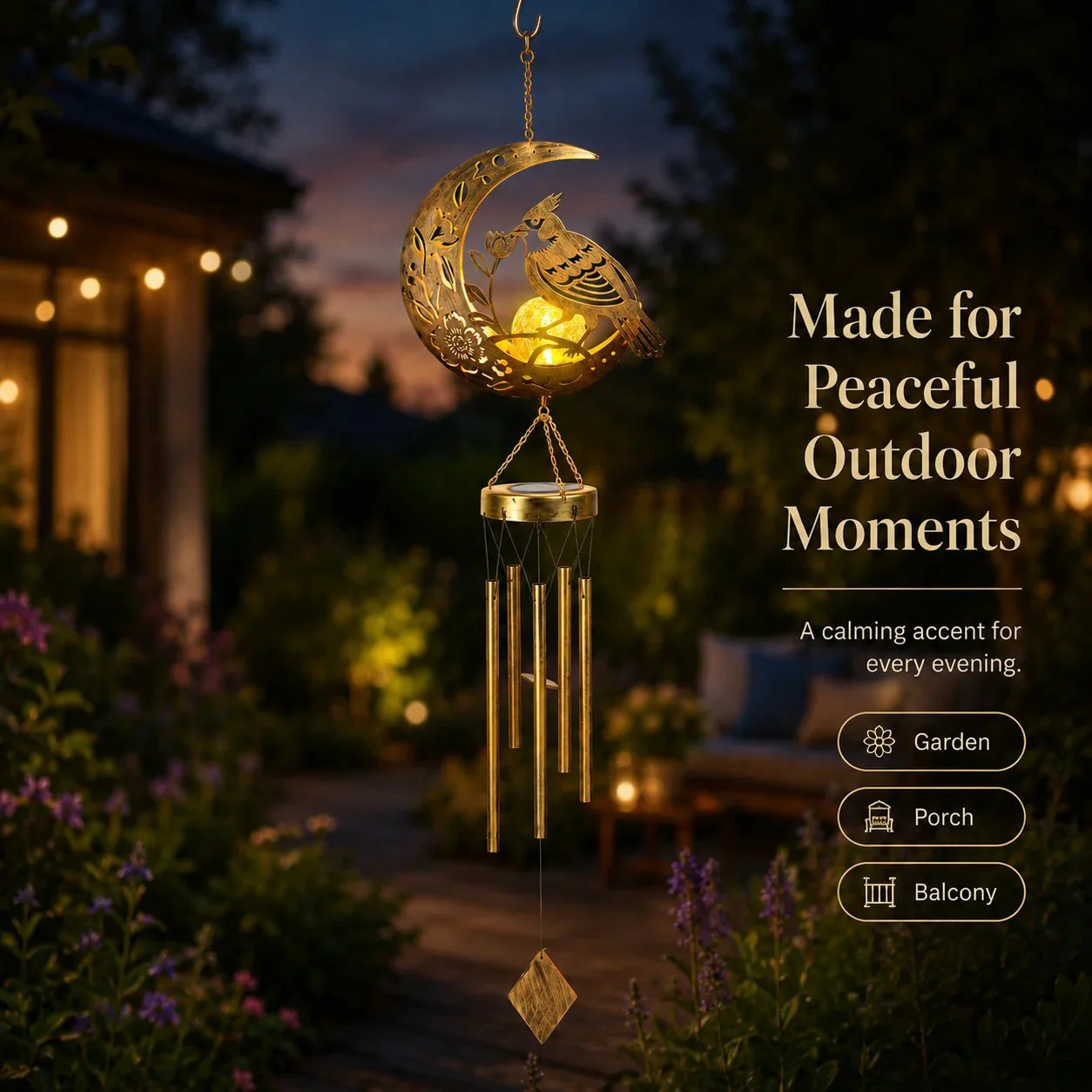 🌙🌙✨ Moon Courtyard Solar Wind Chime - Image 13