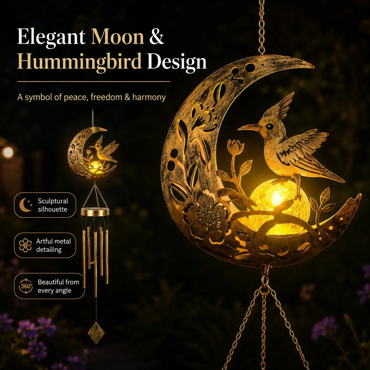 🌙🌙✨ Moon Courtyard Solar Wind Chime - Image 5