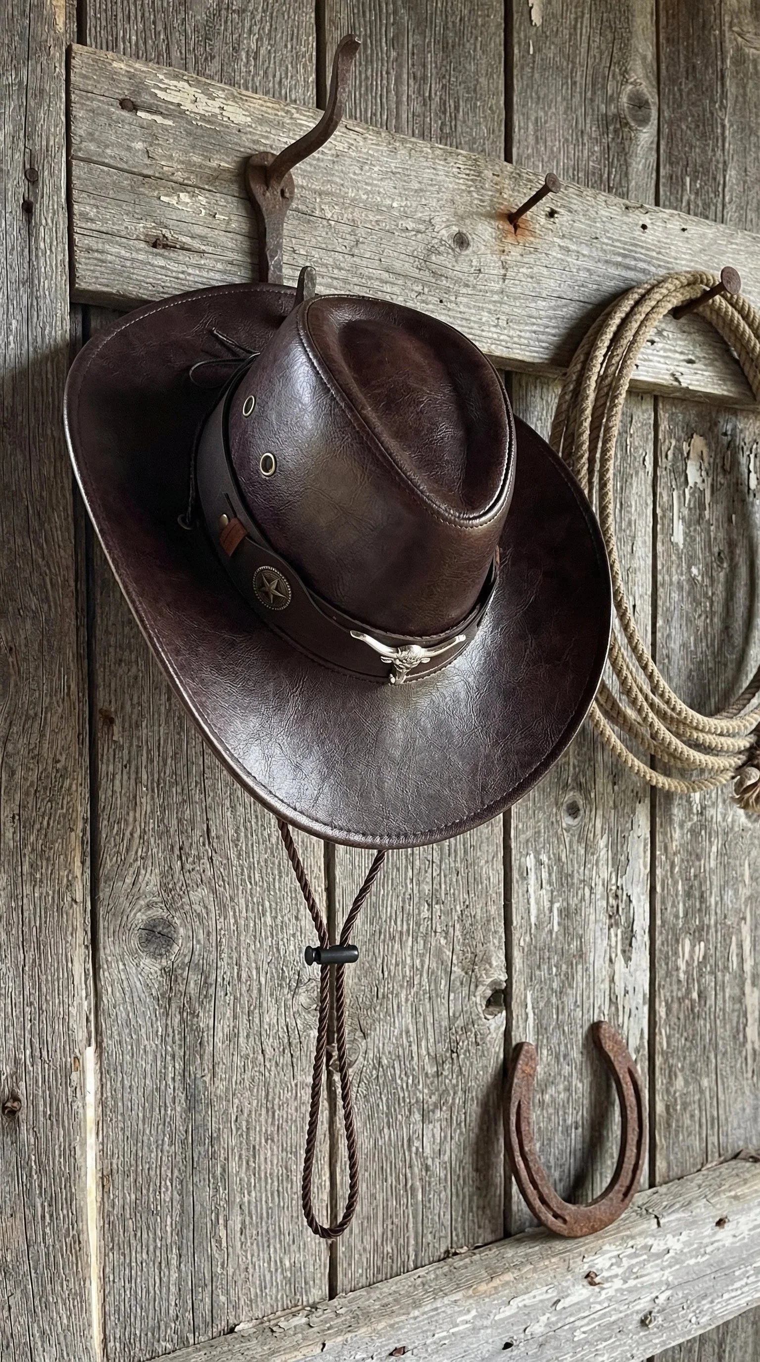 🔥Ranch Hand Authentic Full-Grain Leather Cowboy Hat – Shapeable Brim & Weather-Resistant - Image 6