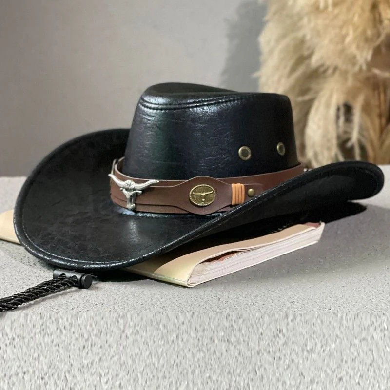 🔥Ranch Hand Authentic Full-Grain Leather Cowboy Hat – Shapeable Brim & Weather-Resistant - Image 8