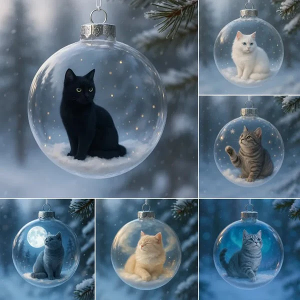 🔥Last Day 50% OFF - Cute Cat Christmas Glass Ornaments Collection - Image 10