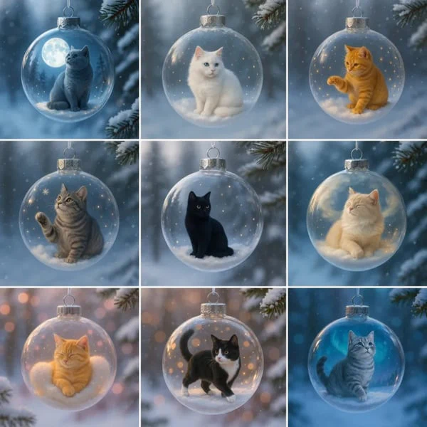 🔥Last Day 50% OFF - Cute Cat Christmas Glass Ornaments Collection - Image 11