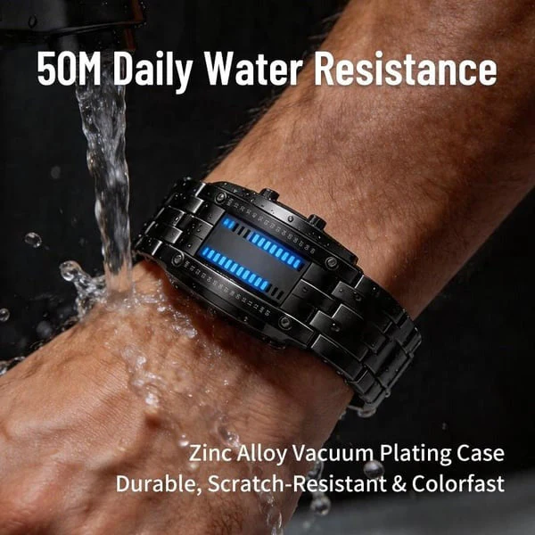 ⌚ 50% OFF NOW! 🤓 Cyberpunk Binary LED Watch – "Only Geeks Get It" – Futuristic, unique & eye-catching with blue LED display 💙 - Image 2