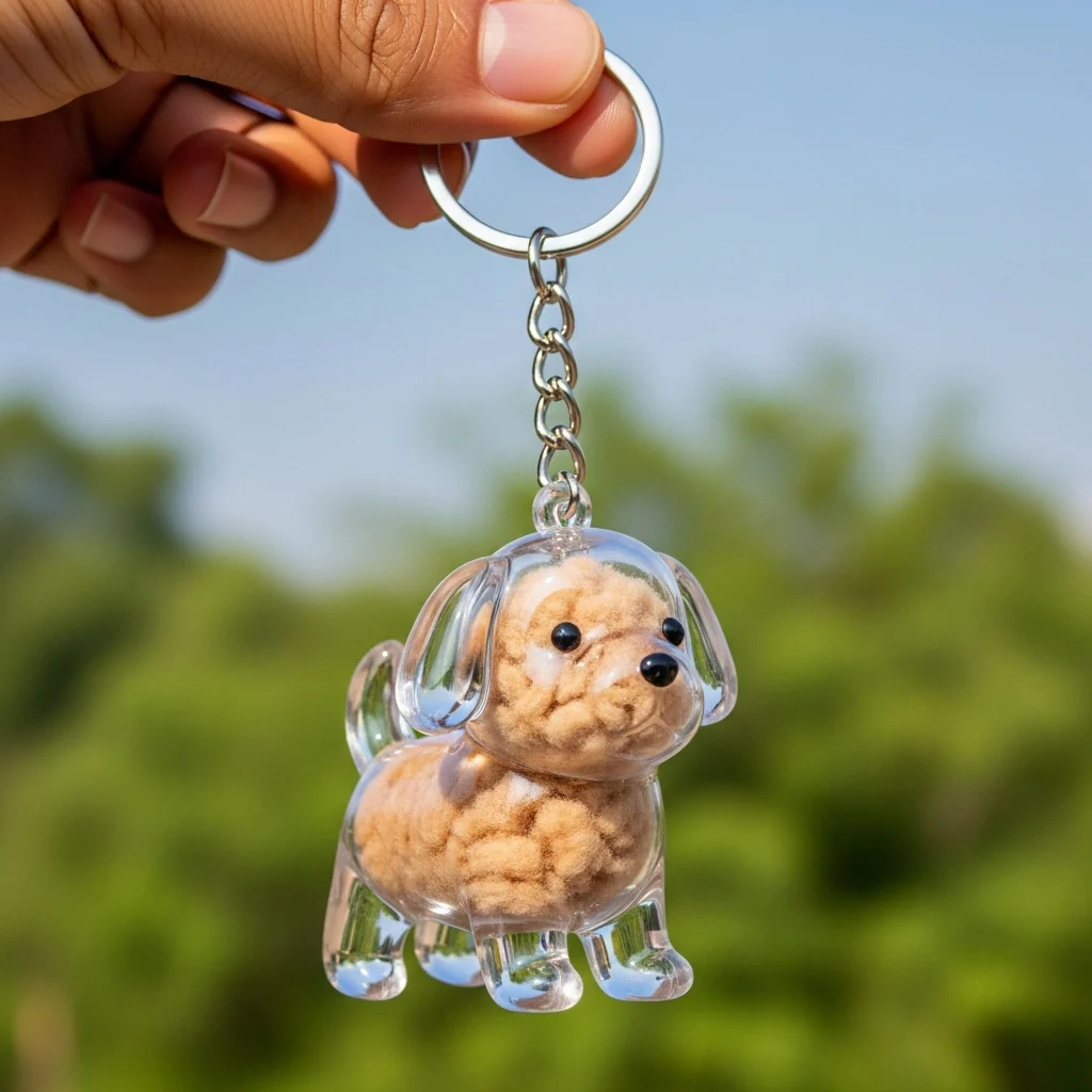 Dog Hair Collector Keychain Charm Memorial Storage Box - Image 13