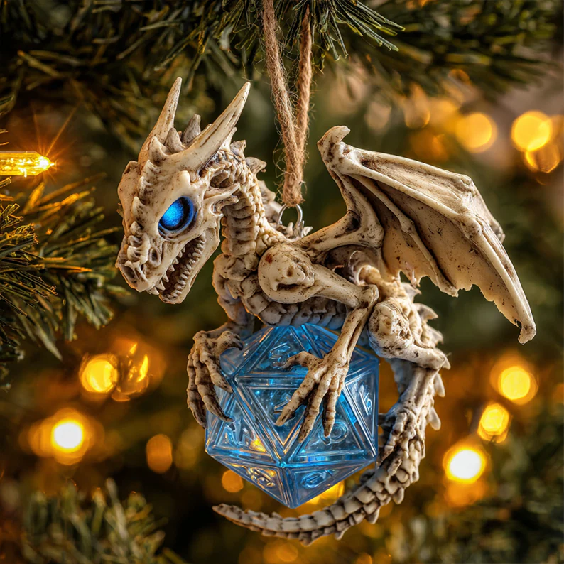 🔥 Black Friday Mega Deal: -  2D Flat Printing Dragon & D20 Crystal Dice Ornament - Image 3