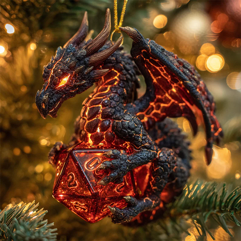 🔥 Black Friday Mega Deal: -  2D Flat Printing Dragon & D20 Crystal Dice Ornament - Image 5