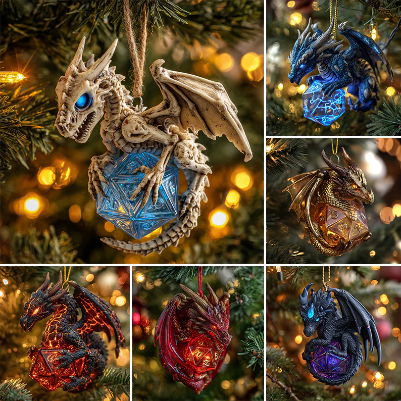 🔥 Black Friday Mega Deal: -  2D Flat Printing Dragon & D20 Crystal Dice Ornament - Image 7