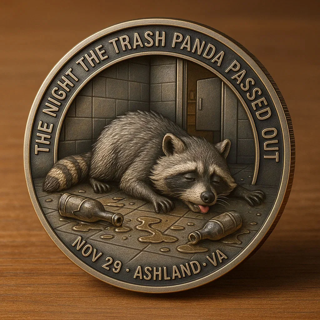 🥃🦝Funny Drunk Raccoon Challenge Coin